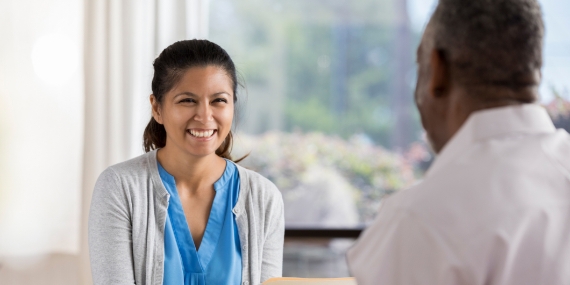 Female therapist with new client