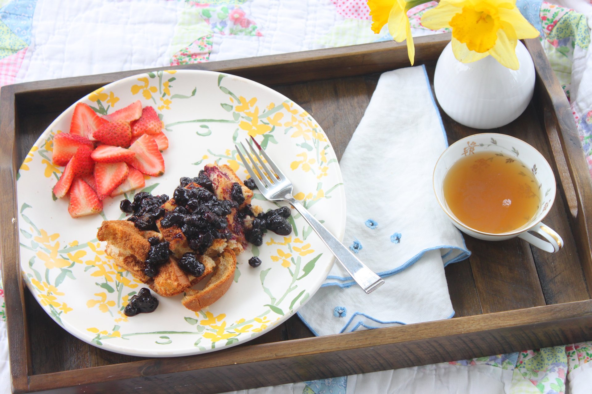 French Toast Casserole with Blueberry Syrup